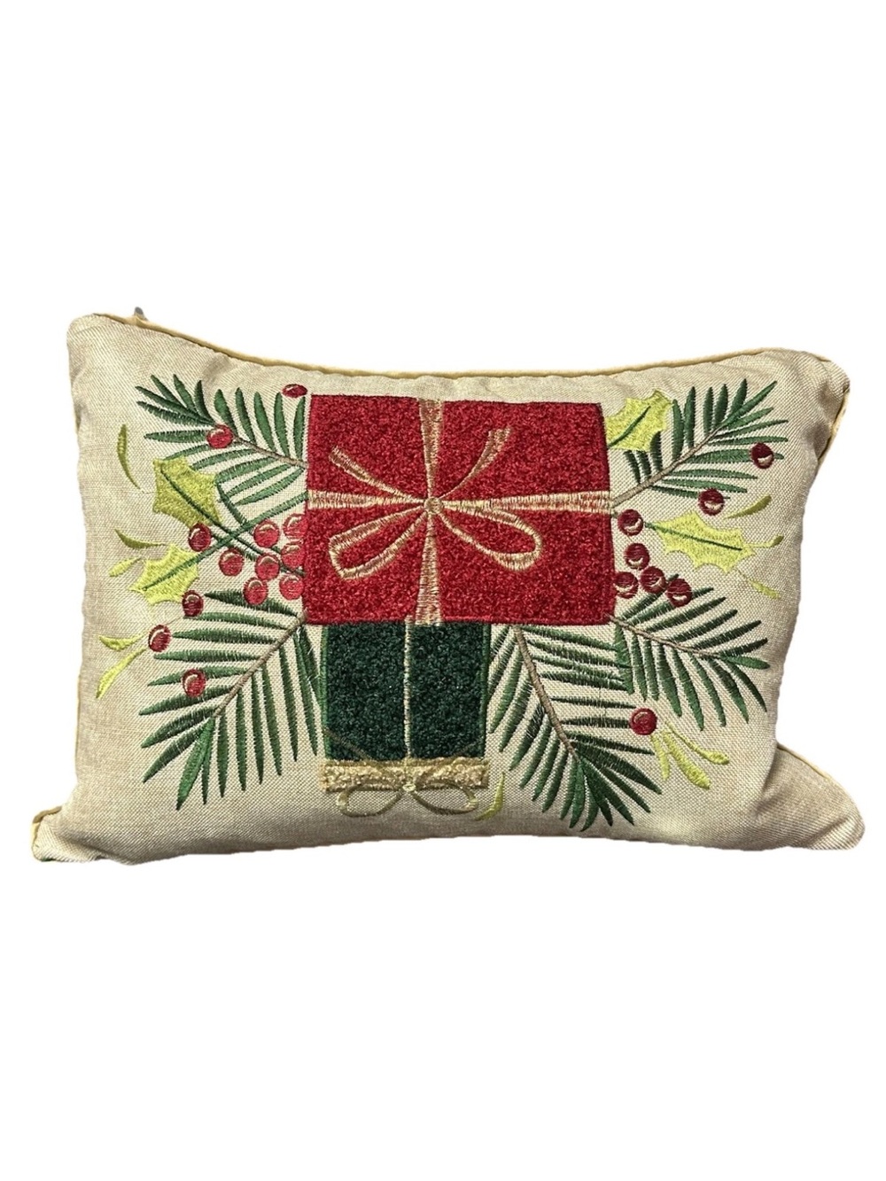 Secret Celebrity Lumbar Pillow Embroidered Christmas Gifts Holly Down Filled 17"